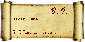 Birik Imre névjegykártya